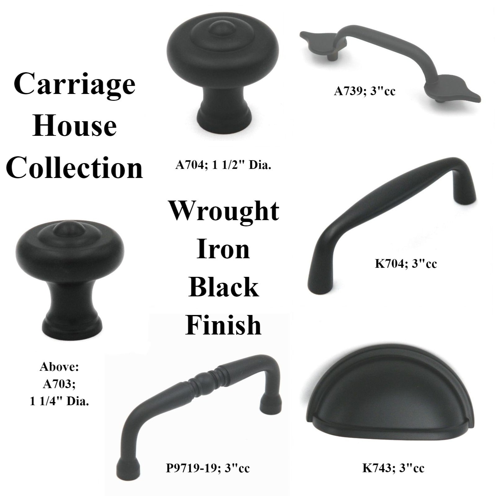 Belwith Keeler Carriage House 1 1/2" Wrought Iron Black Round Solid Brass Cabinet Knob A704