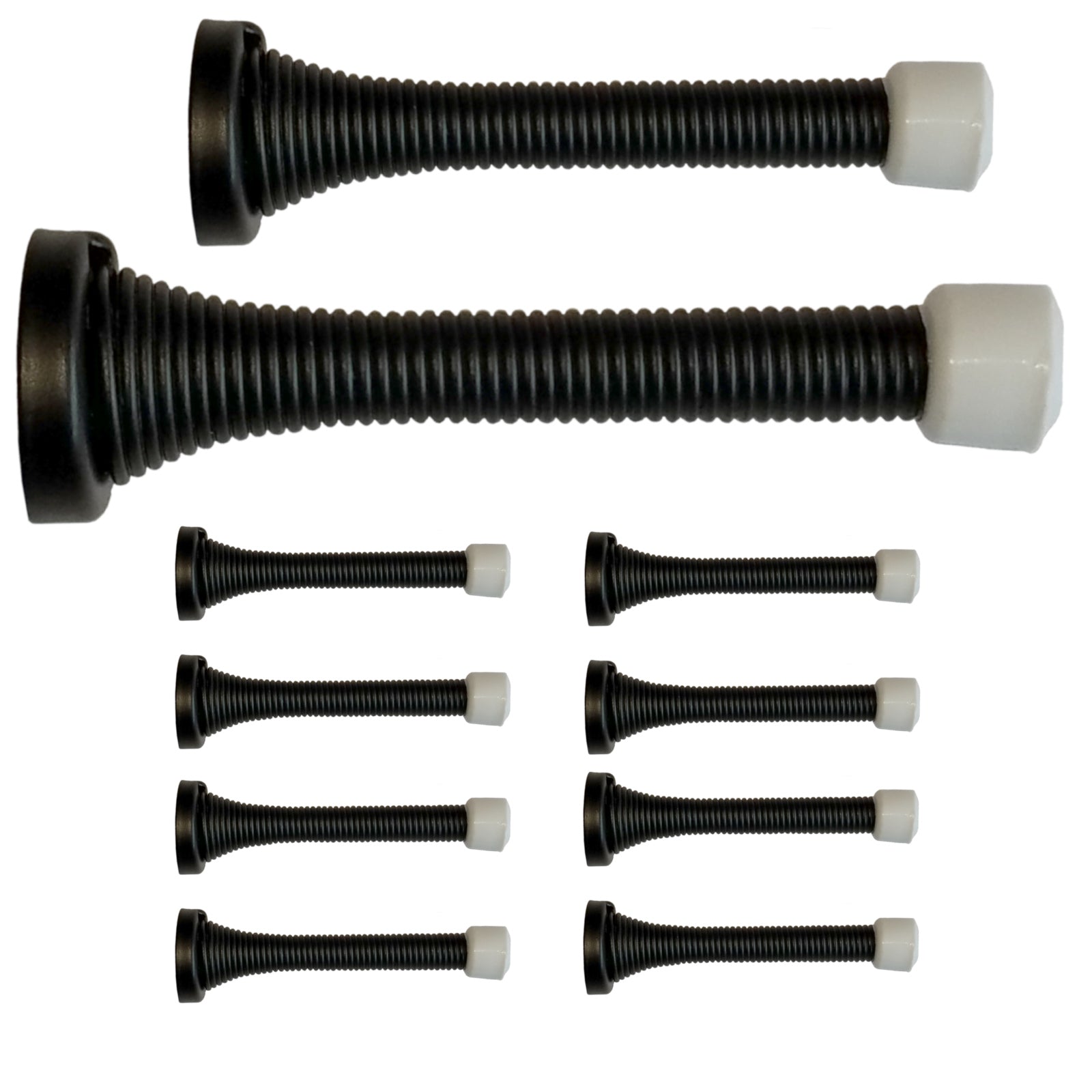 Flexible Spring Door Stopper, 10 Pack, 3 1/4 in. Baseboard Doorstop, Black BH2006BL