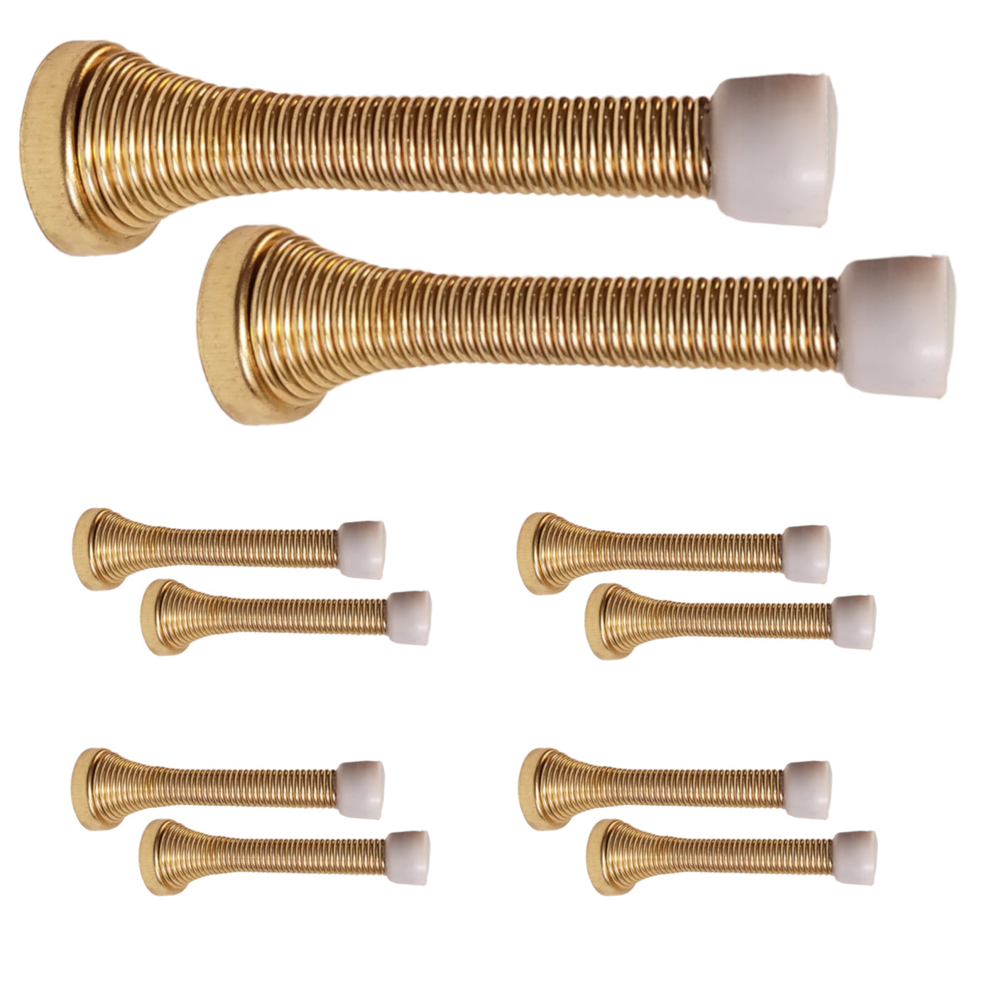 Flexible Spring Door Stopper, 10 Pack, 3 1/4 in. Doorstop, Polished Brass BH2006PB