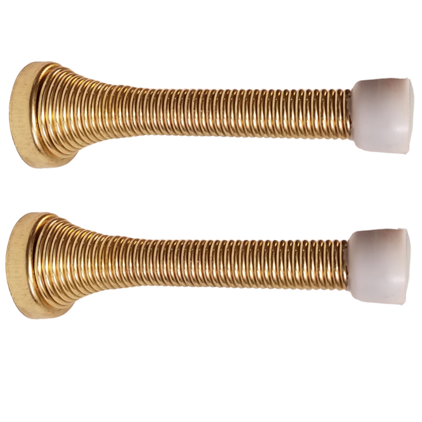 Flexible Spring Door Stopper, 2 Pack, 3 1/4 in. Doorstop, Polished Brass BH2006PB