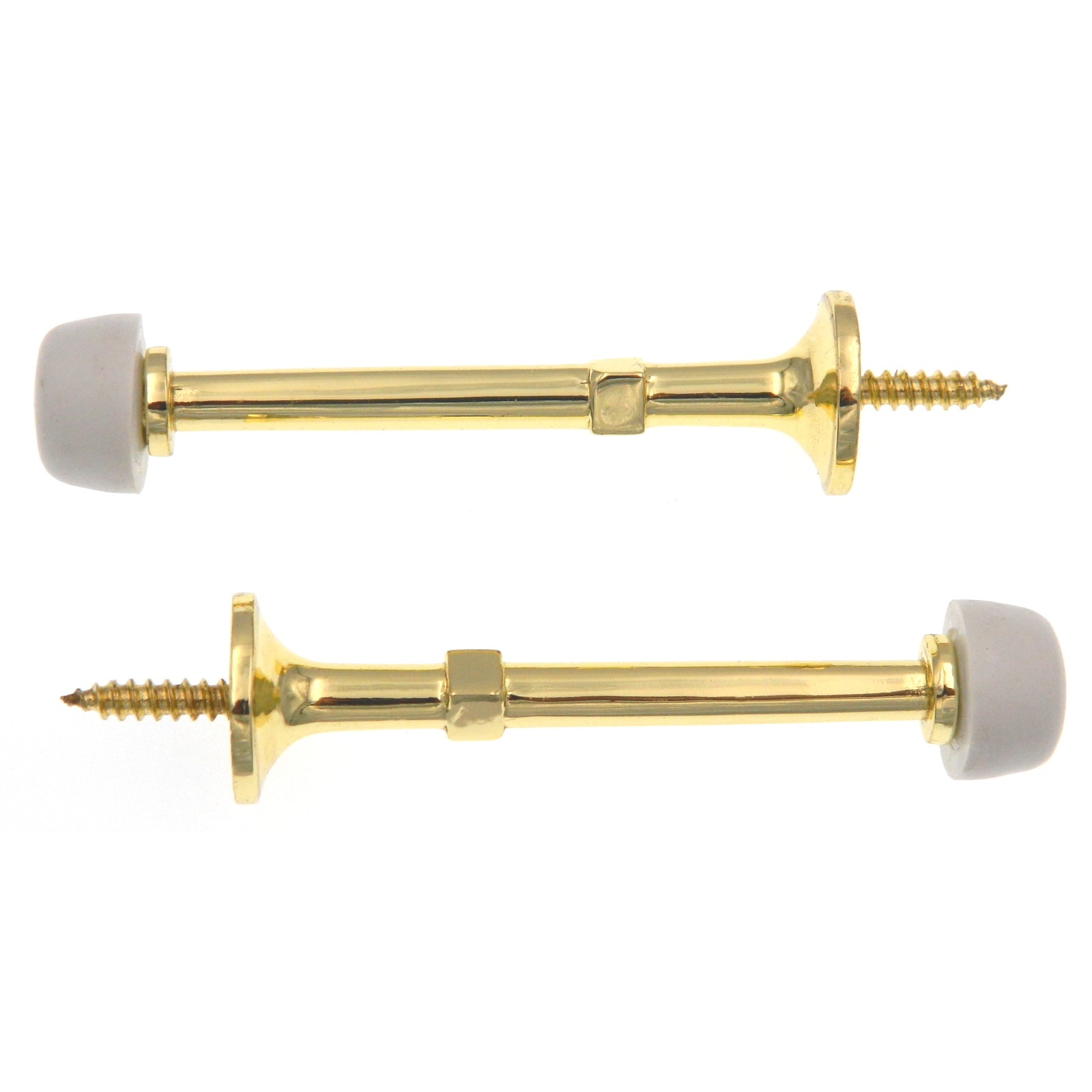 Rigid Baseboard Doorstop, 2 Pack, 3 in. Door Stopper, Polished Brass BH2007PB