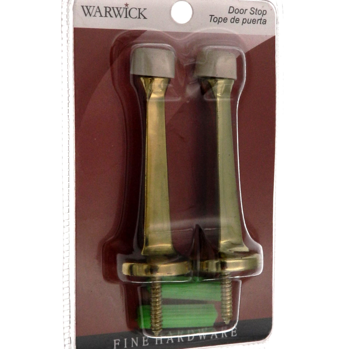 Rigid Baseboard Heavy Duty Doorstop, 2 Pack, 3 in. Door Stopper, Brass BH2008PB