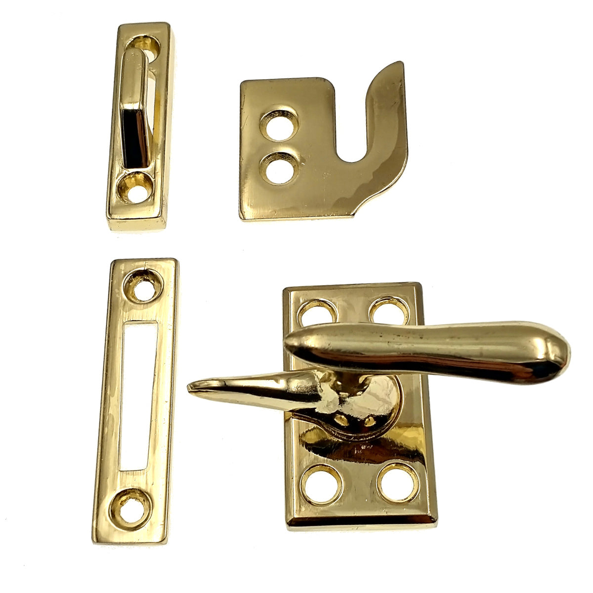 Warwick Window Lock, Casement Fastener with 3 Strikes, Polished Brass BH2013PB