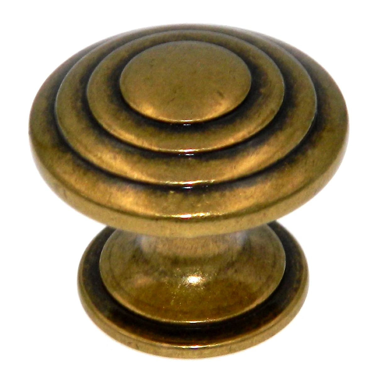 Amerock True Elegance Burnished Brass 1 1/2" Ringed Cabinet Pull Knob BP1354O77