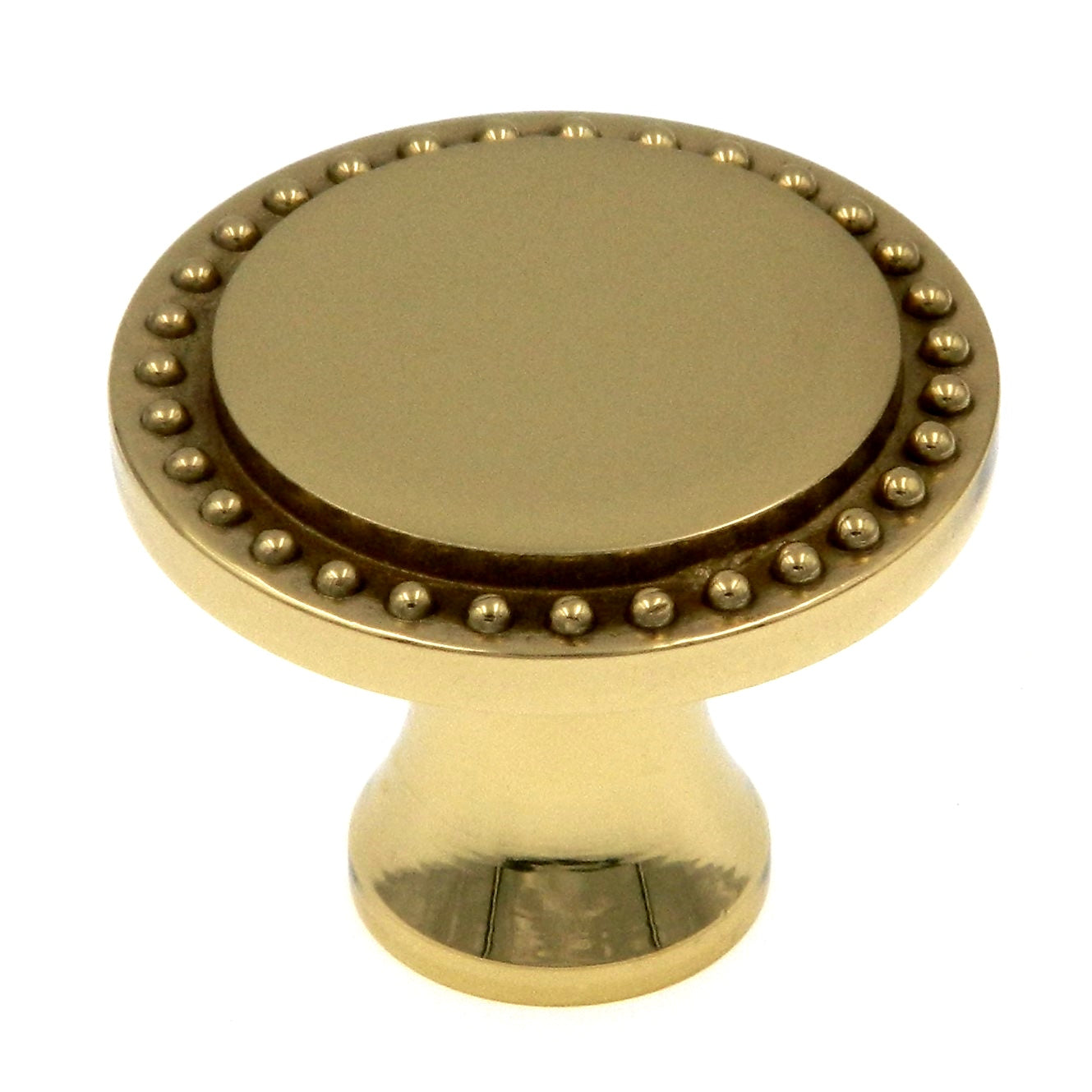 Amerock BP1441-3 Solid Polished Brass 1 1/4" Beaded Edge Cabinet Knob Pull 