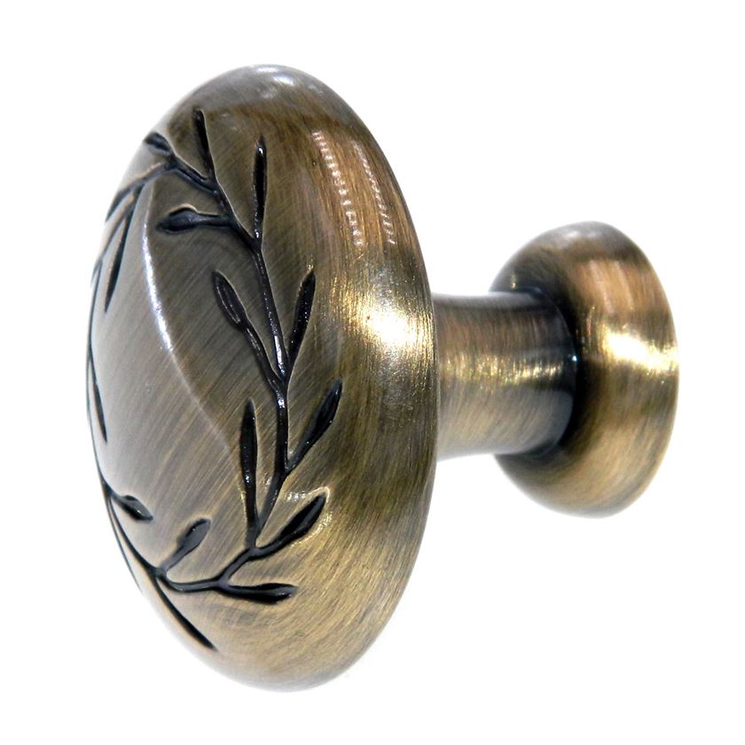 Amerock Inspirations Elegant Brass 1 3/4" Leaf Cabinet Knob BP1581-2-EB