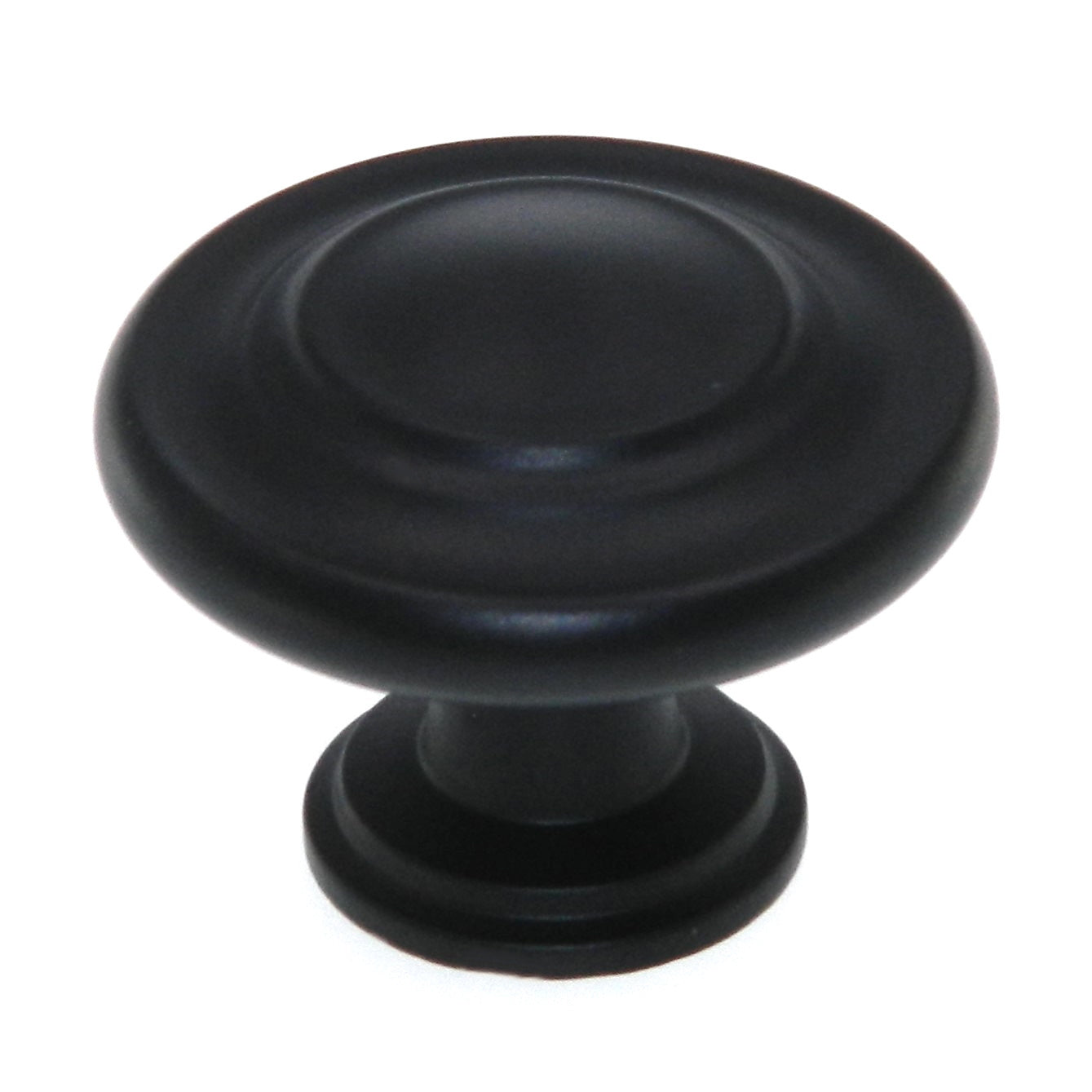 Amerock Inspirations 1 3/8" Flat Black Ringed Cabinet Knob Pull BP1586-FB