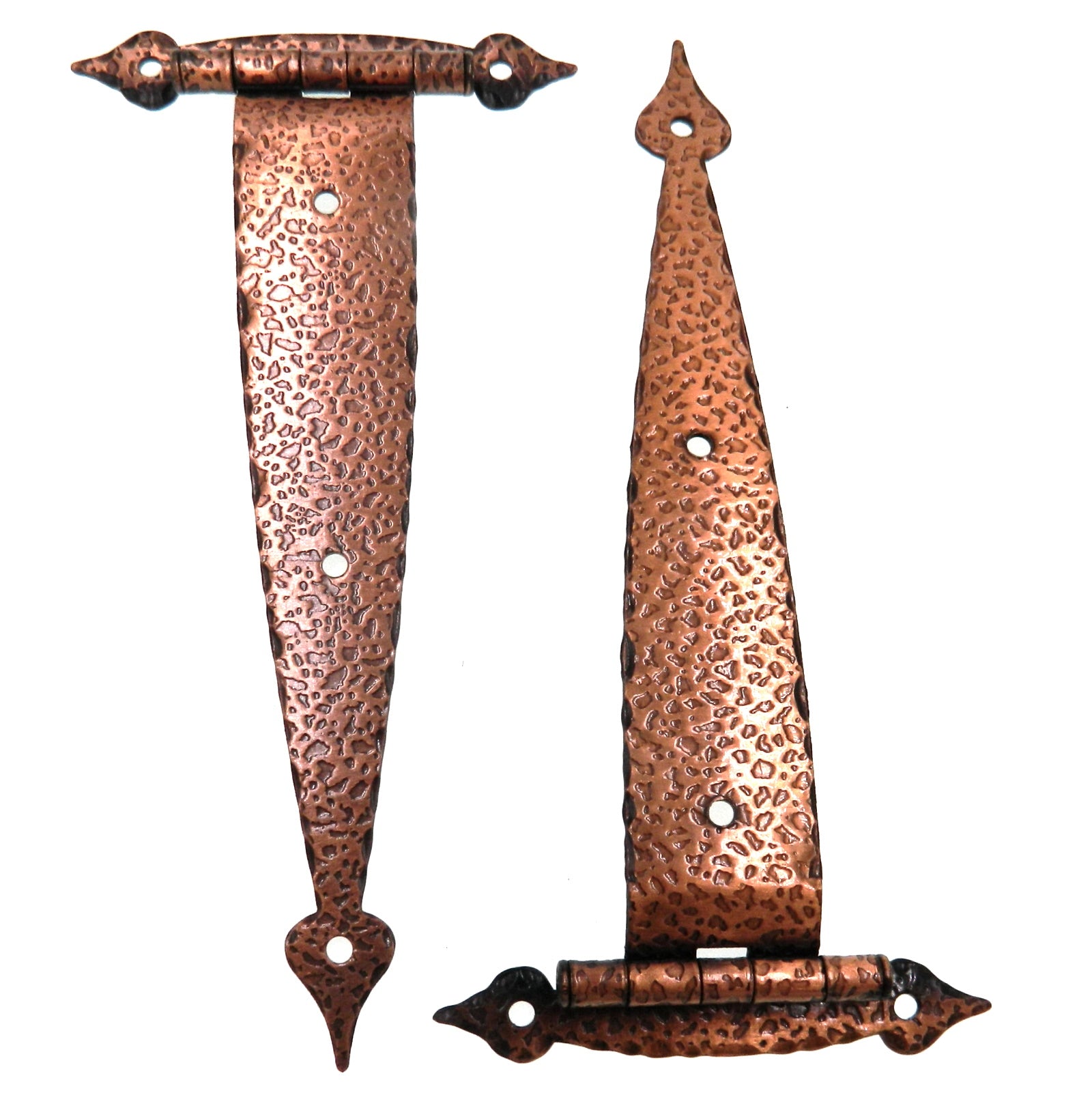 Pair Amerock Antique Copper 6 1/2" Hammered Strap Hinges, 3/8" Offset BP1605-AC