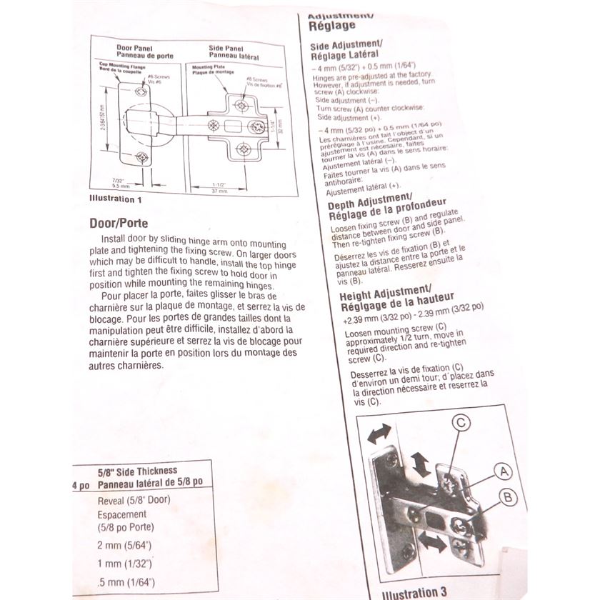 Pair Amerock Slide-On 110 deg. Full Inset Frameless Concealed Hinge BP210412-14