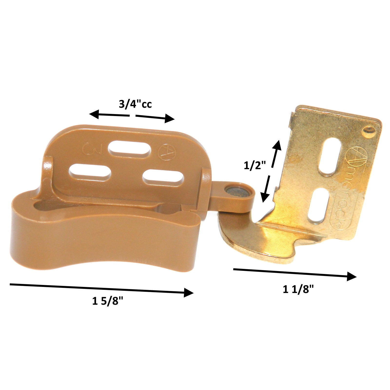 Pair of Amerock BP2603-BB Brass 1/4" Overlay Self-Latch Cabinet Knife Hinges