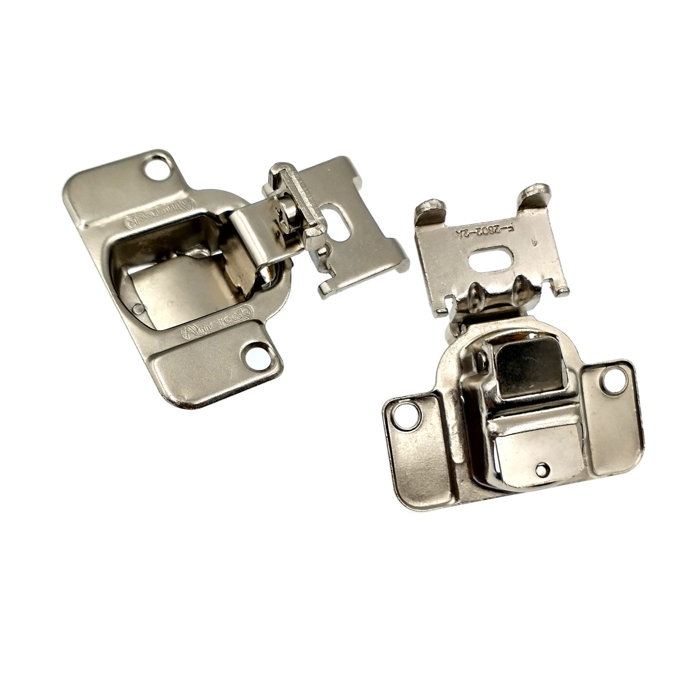 Pair of Amerock Nickel 105 deg. 3/8" Overlay Concealed Cup Hinges BP2811I12-14