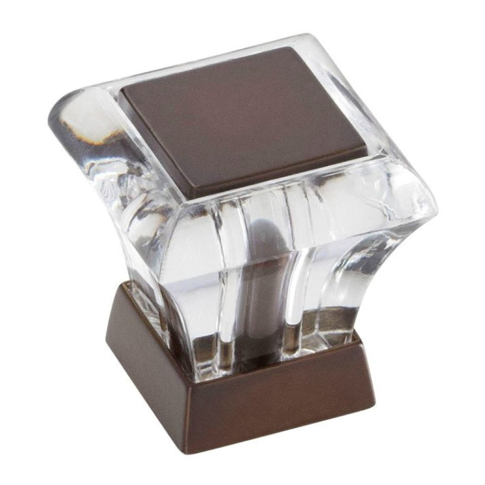 Amerock Abernathy Clear and Caramel Bronze 1-1/16 Inch Square Knob BP29460CCBZ