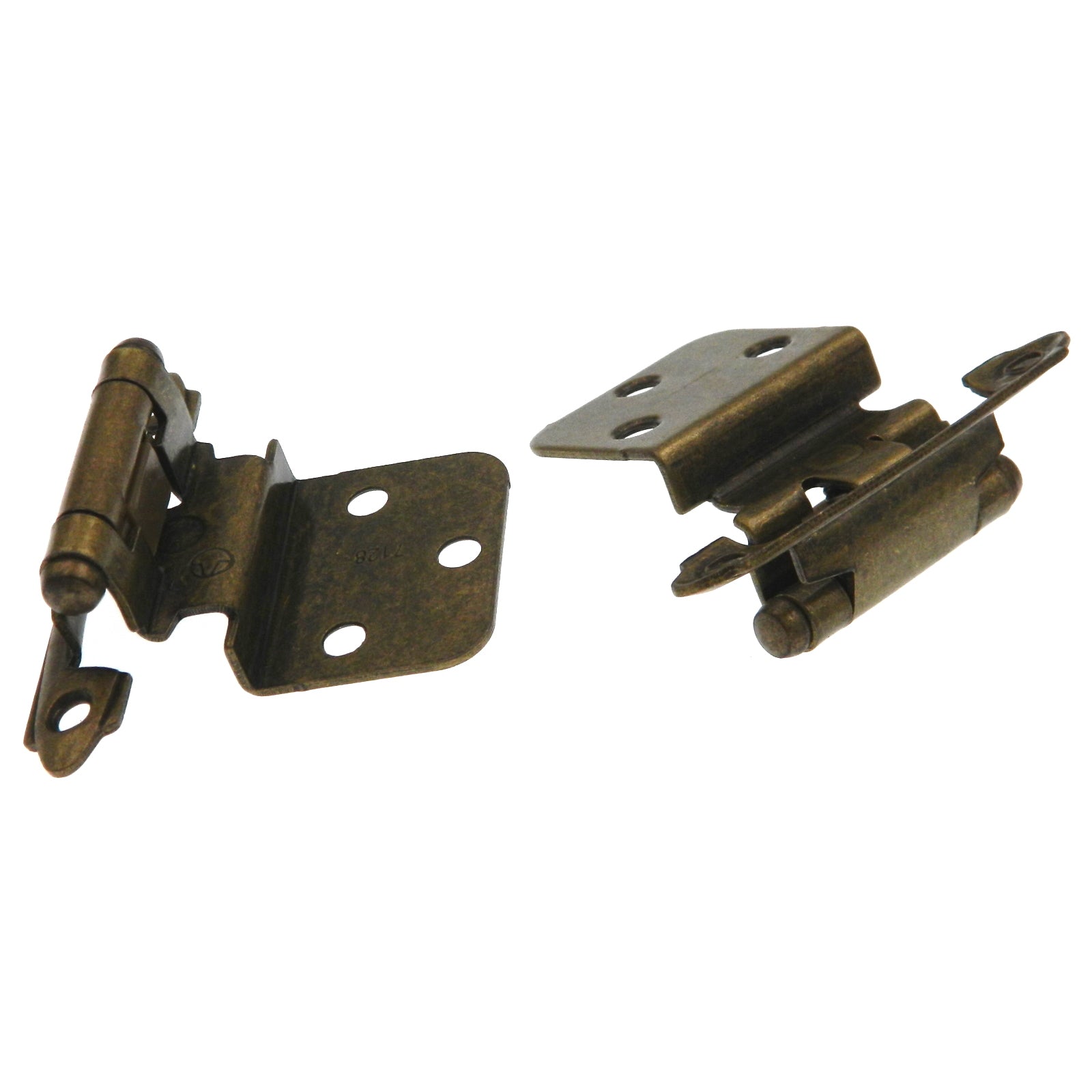 Pair of Amerock BP3428-BB Burnished Brass Self-Closing 3/8" Inset Cabinet Hinges