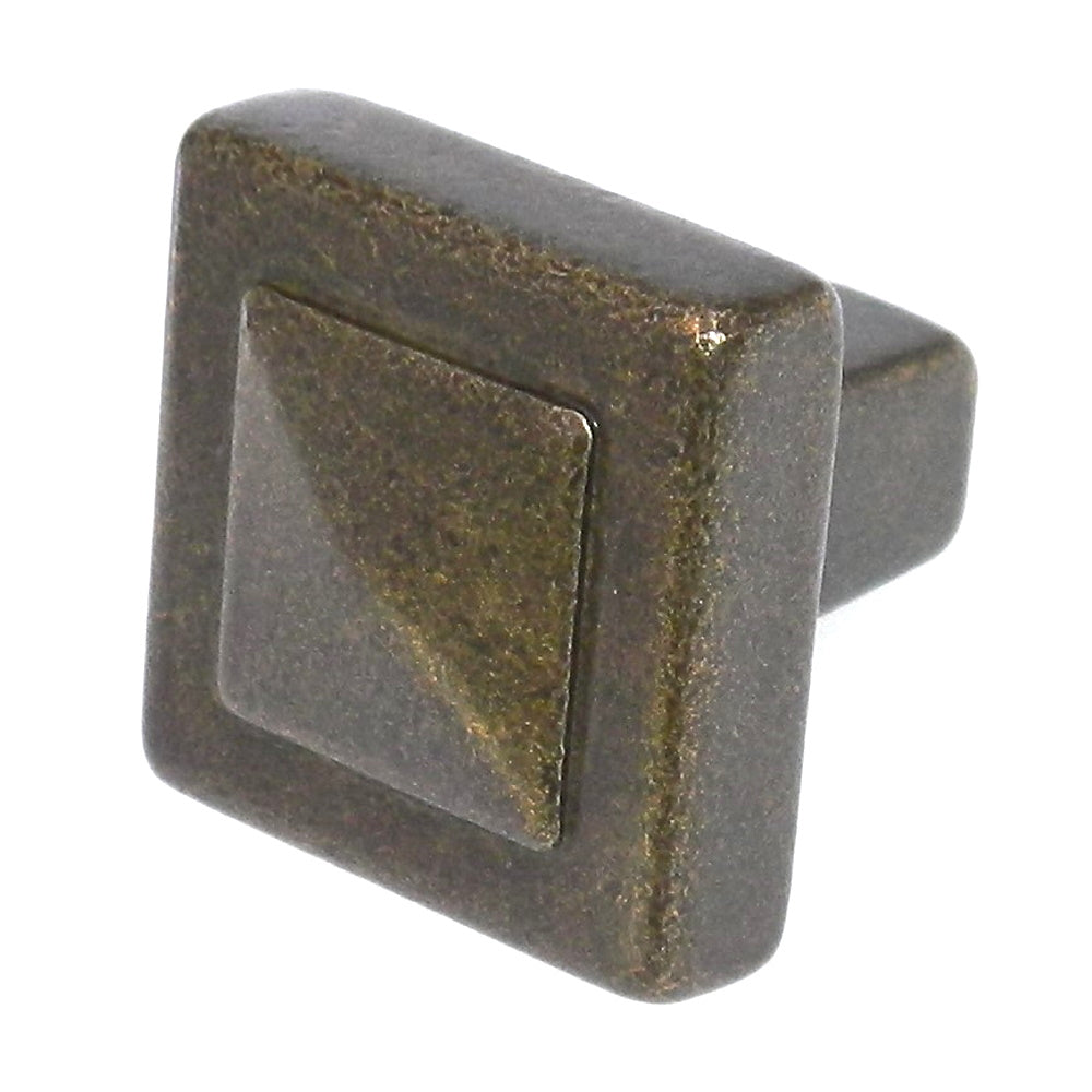 Amerock Forgings Rustic Brass 1 1/8" Square Pyramid Top Cabinet Knob BP4429-R3