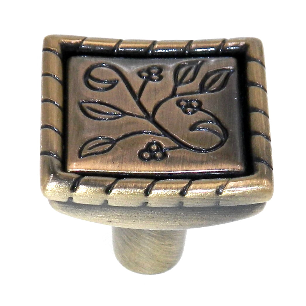 Amerock Vineyard Elegant Brass 1 1/8" Square Vine Cabinet Knob BP4466-EB