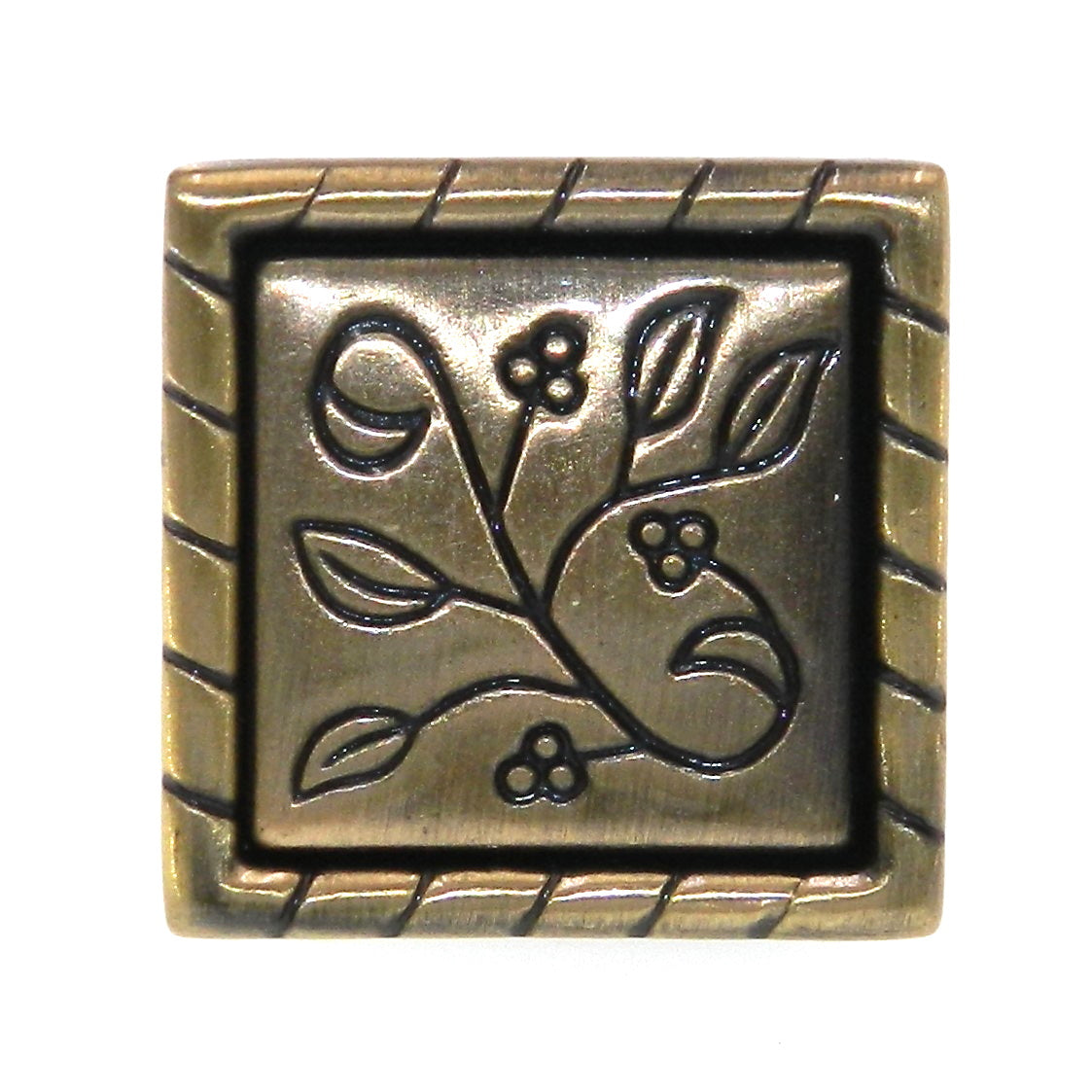 Amerock Vineyard Elegant Brass 1 1/8" Square Vine Cabinet Knob BP4466-EB