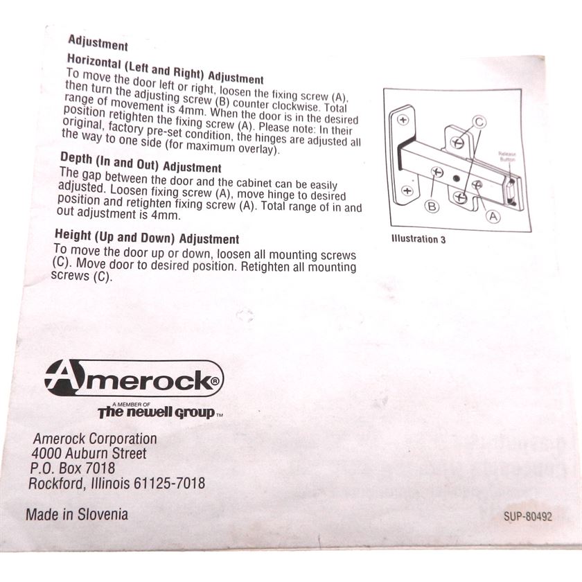 Pair Amerock Fast-Clip 115 deg. Full Overlay Overlay Concealed Hinge BP4721F-A14