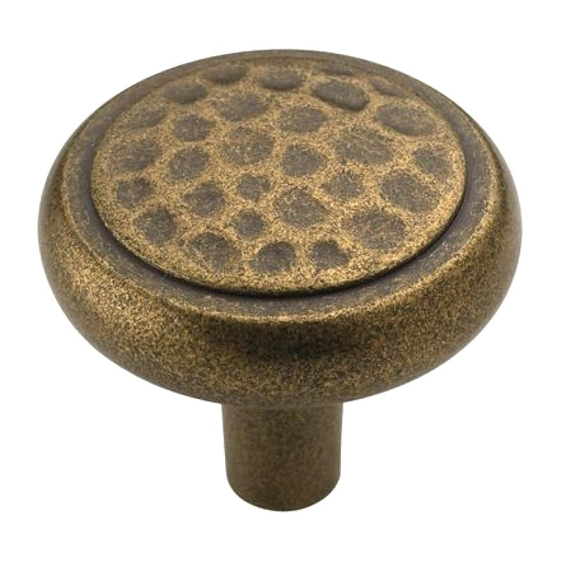 Amerock BP53017-R3 Rustic Brass 1 1/4" Round Hammered Cabinet Knob Pulls Allison