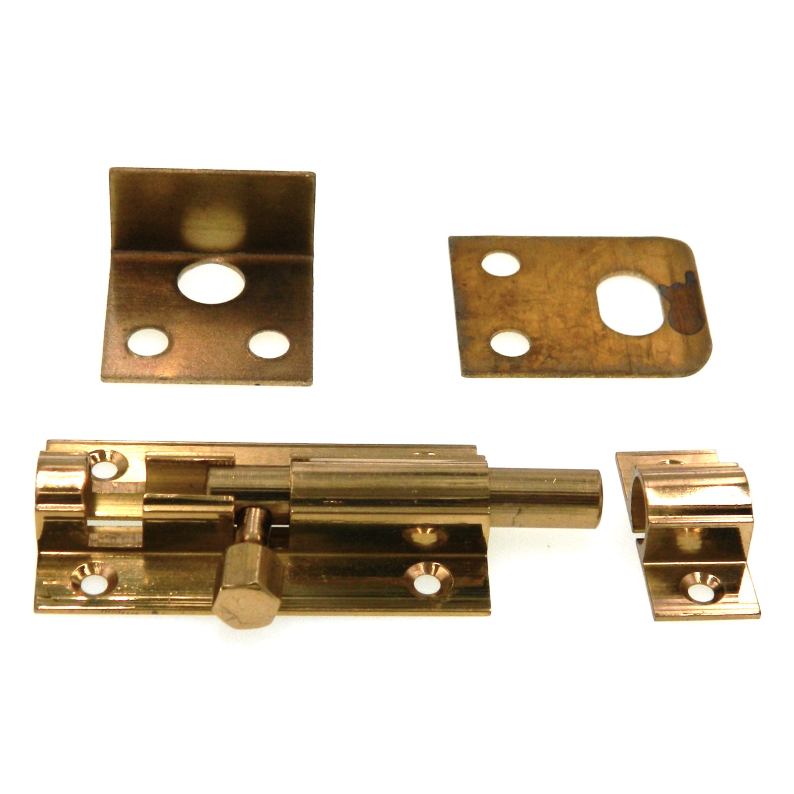 Amerock Polished Brass Door 2 1/2" Barrel Bolt Surface Mount 3 Strikes BP5317