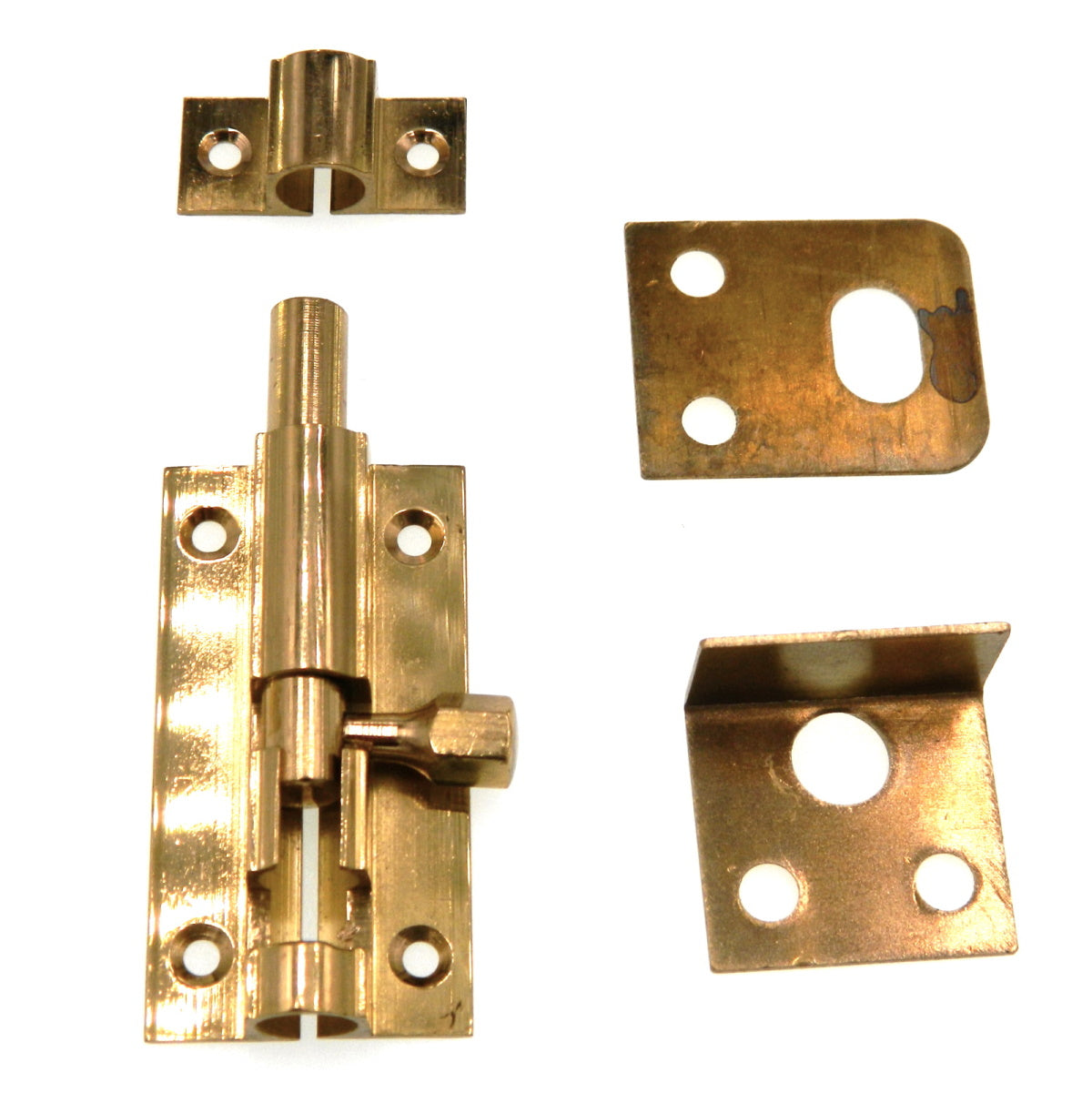 Amerock Polished Brass Door 2 1/2" Barrel Bolt Surface Mount 3 Strikes BP5317