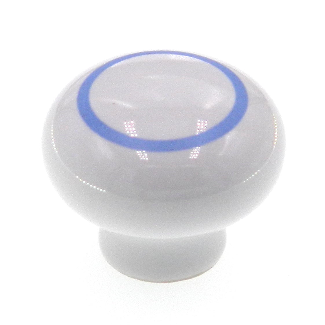 Amerock Ceramics 1 3/16" Round White Cabinet Knob with Blue Circle BP5321-BC