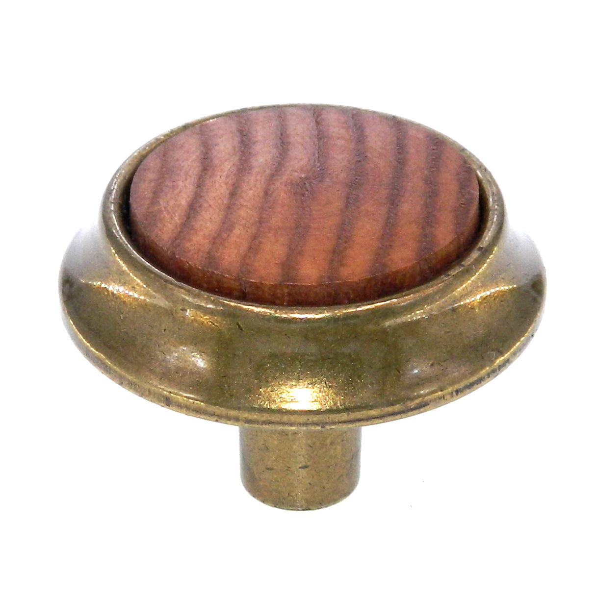 Vintage Amerock Tribute Burnished Brass and Wood 1 1/4" Cabinet Knob BP651-FWD