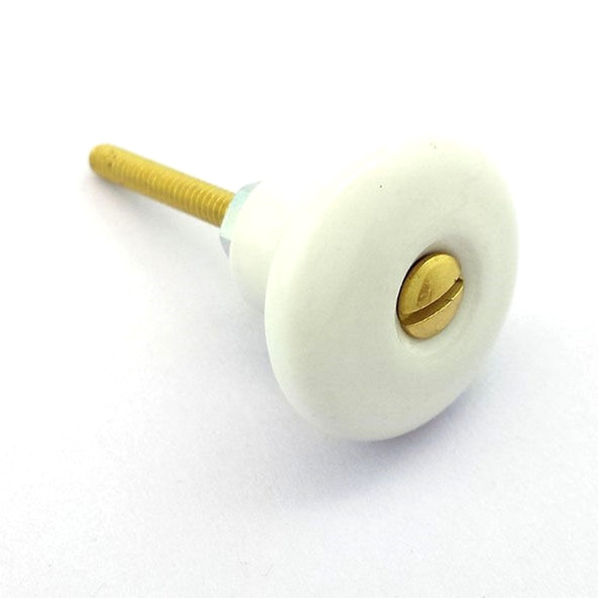 Pair of Amerock Hardware BP706-30 White 1" Cabinet Knob Pulls Brass Screws