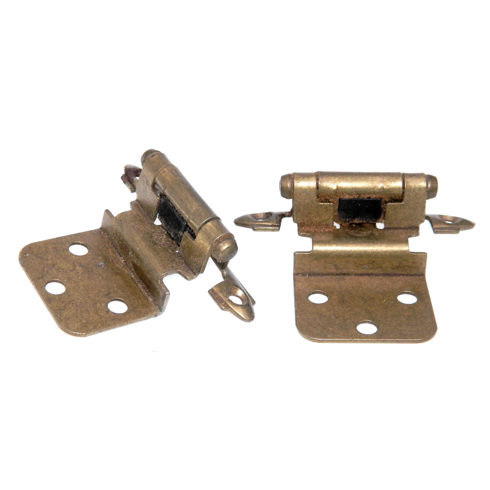 Pair of Amerock Burnished Brass Self-Closing 3/8" Inset Cabinet Hinges BP7128-BB