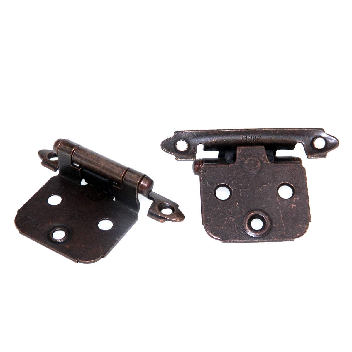 Pair of Amerock Rustic Bronze Self-Closing Overlay Cabinet Hinges BP7139-RBZ