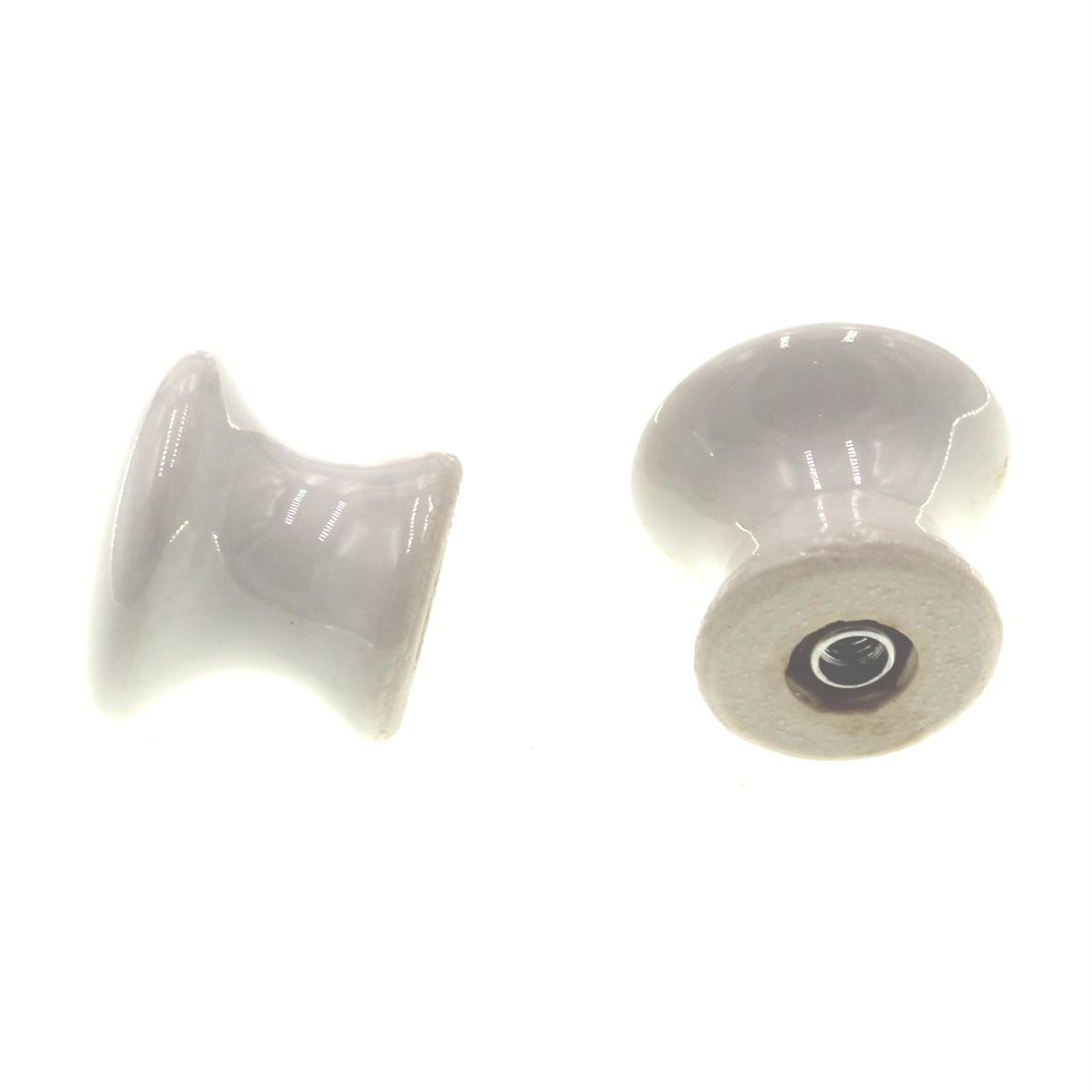 Set of 2 Amerock 1" White Porcelain Mushroom Cabinet Knob Pulls BP724-30