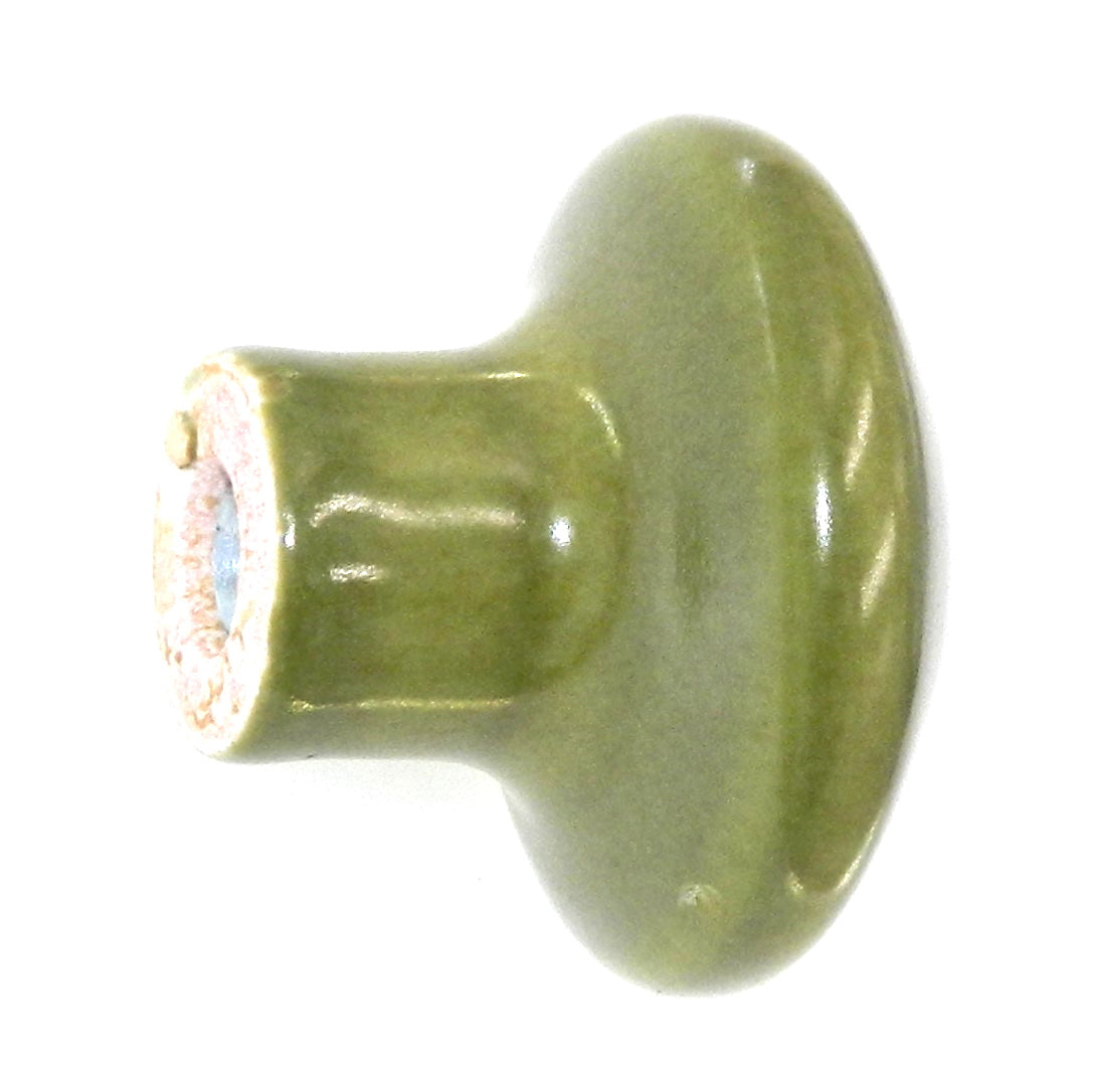 Vintage Amerock Porcelain Avacado Green 1 1/4" Round Cabinet Knob BP725A-AV