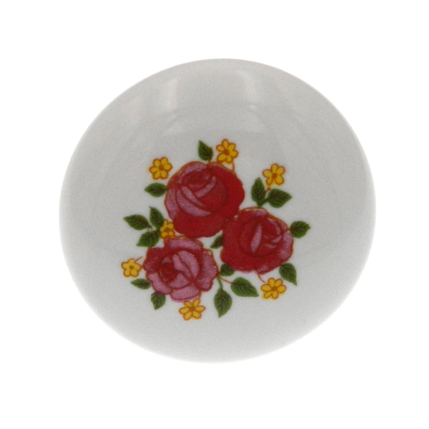 Amerock BP725A-CW3 1 3/8" White Ceramic Knob Pull with Pink Roses, Yellow Flowers