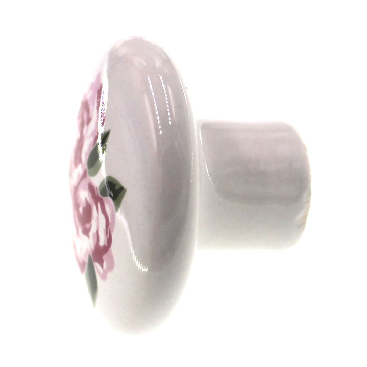 Amerock Ceramics White With Pink Rose 1 3/8" Round Cabinet Knob BP725A-CW5