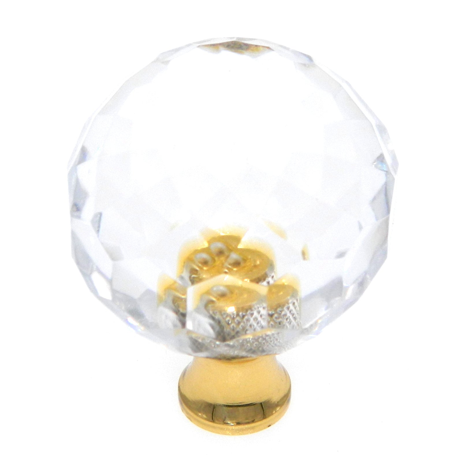 Amerock Traditional Classics Crystal Polished Brass 1 3/8" Round Cabinet Pull Knob BP732CS