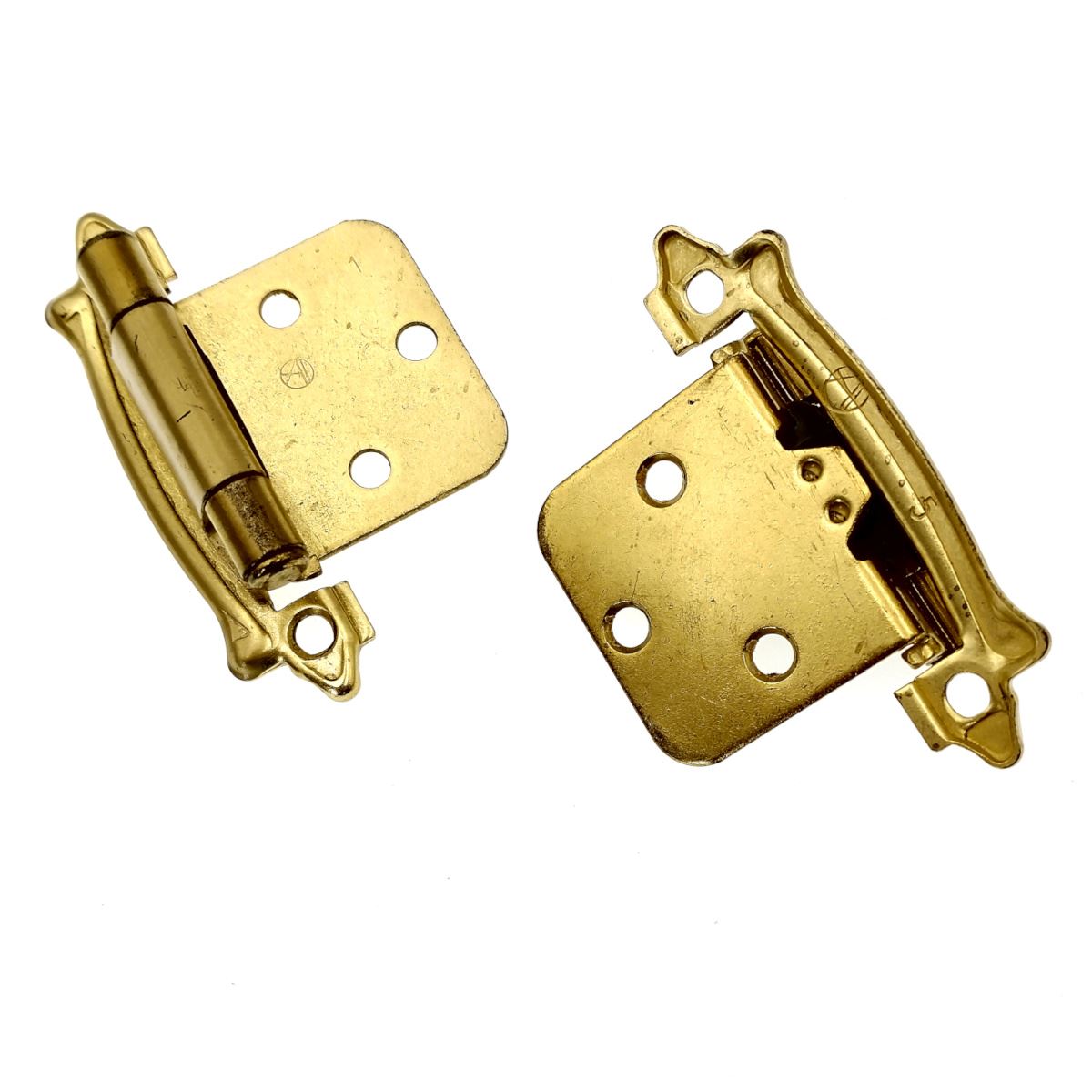 Pair Amerock Sterling Brass Flush Face Mount Hinges Self-Closing BP7329-O74