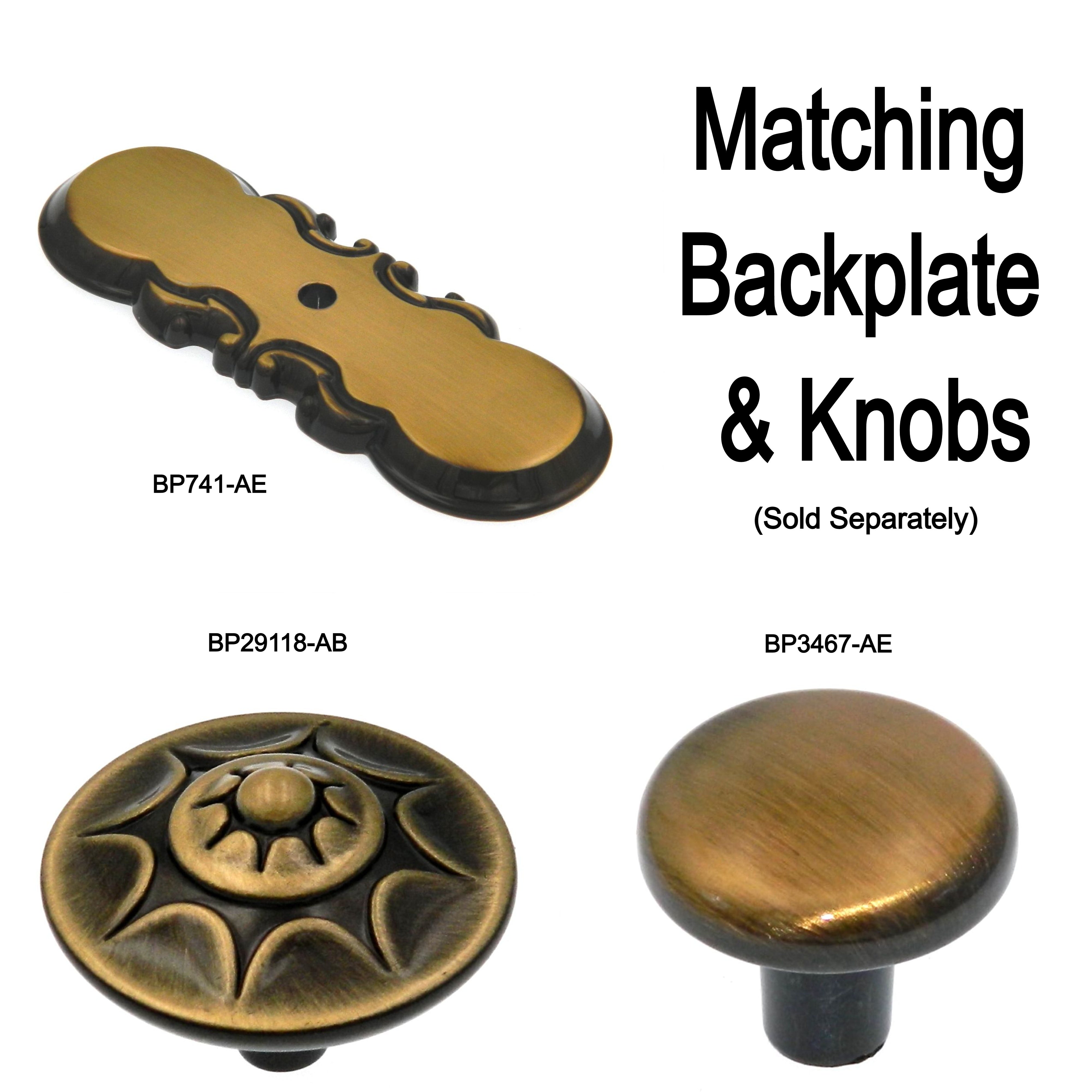 Amerock Antique Brass Traditional Decorative Oblong Cabinet Knob Backplate BP741AE