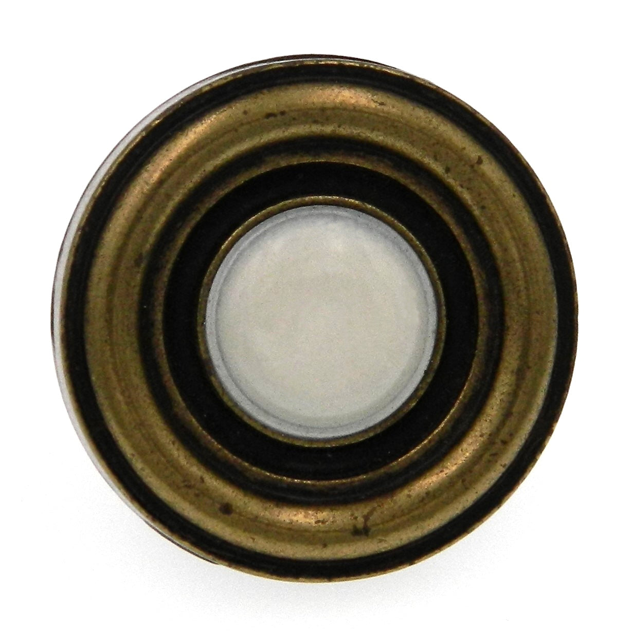 Amerock BP746-CW Antique Brass 1 1/4" Cabinet Knob with White Ceramic Center