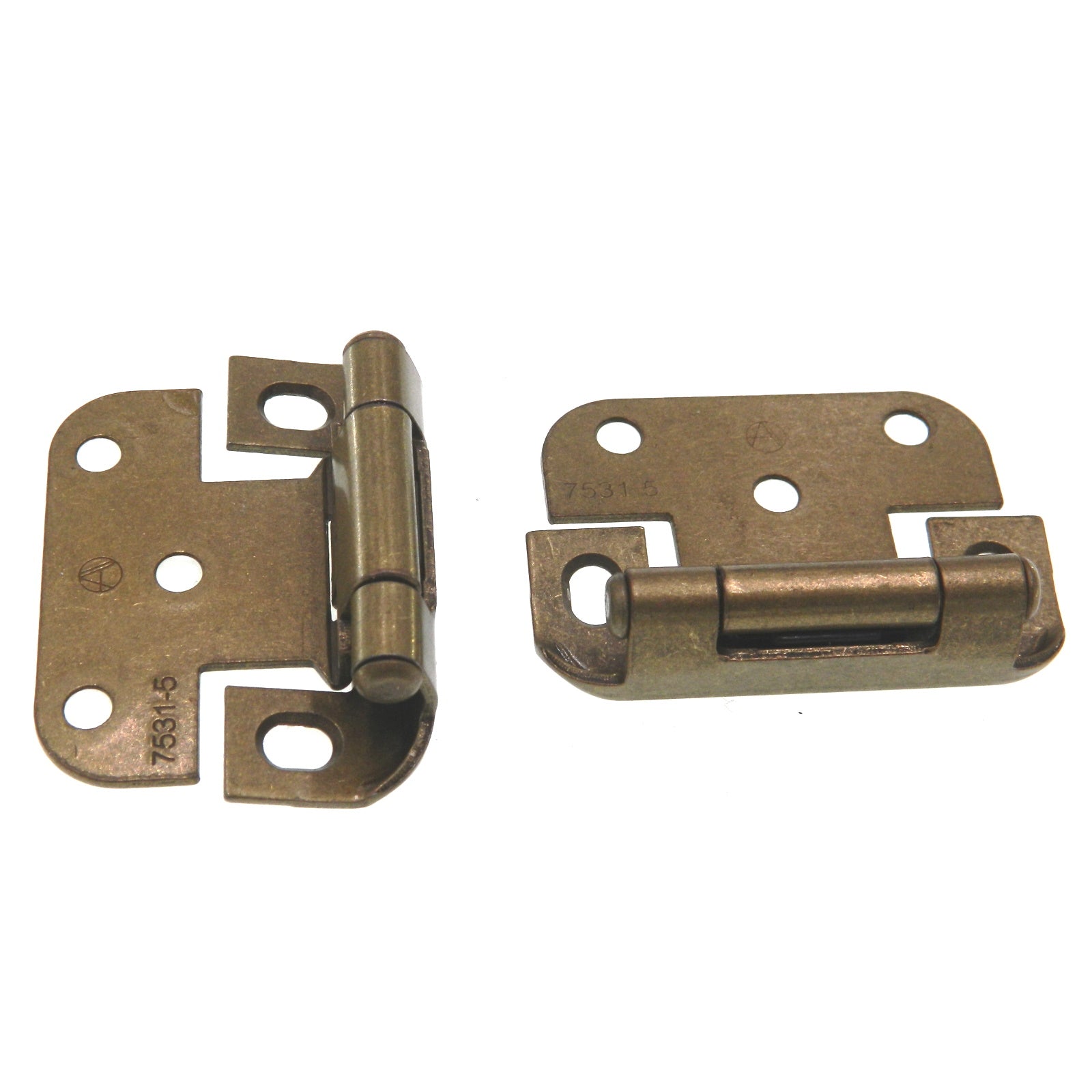 Pair of Amerock BP7531-BB Burnished Brass Self-Closing Variable Overlay Hinges