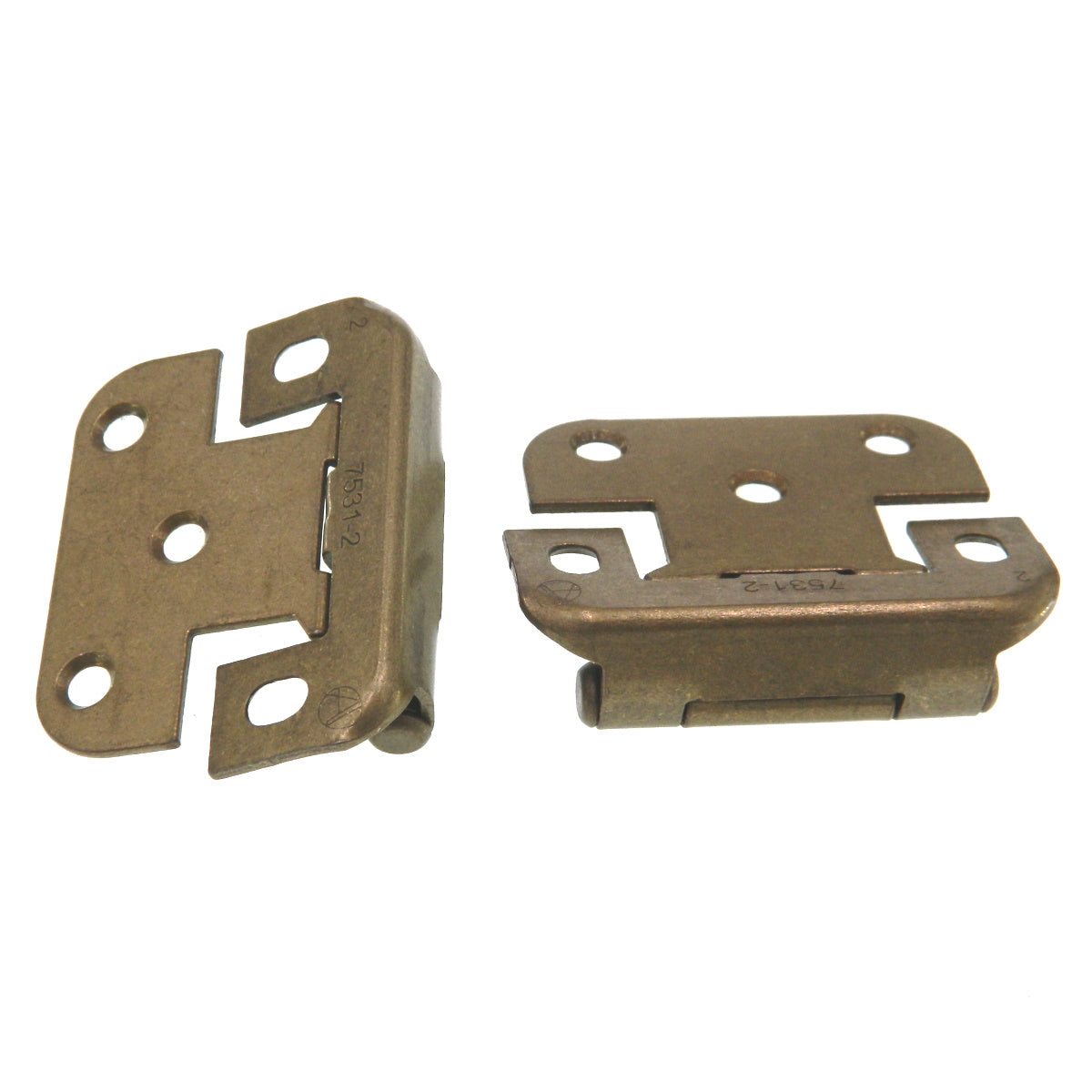 Pair of Amerock BP7531-BB Burnished Brass Self-Closing Variable Overlay Hinges