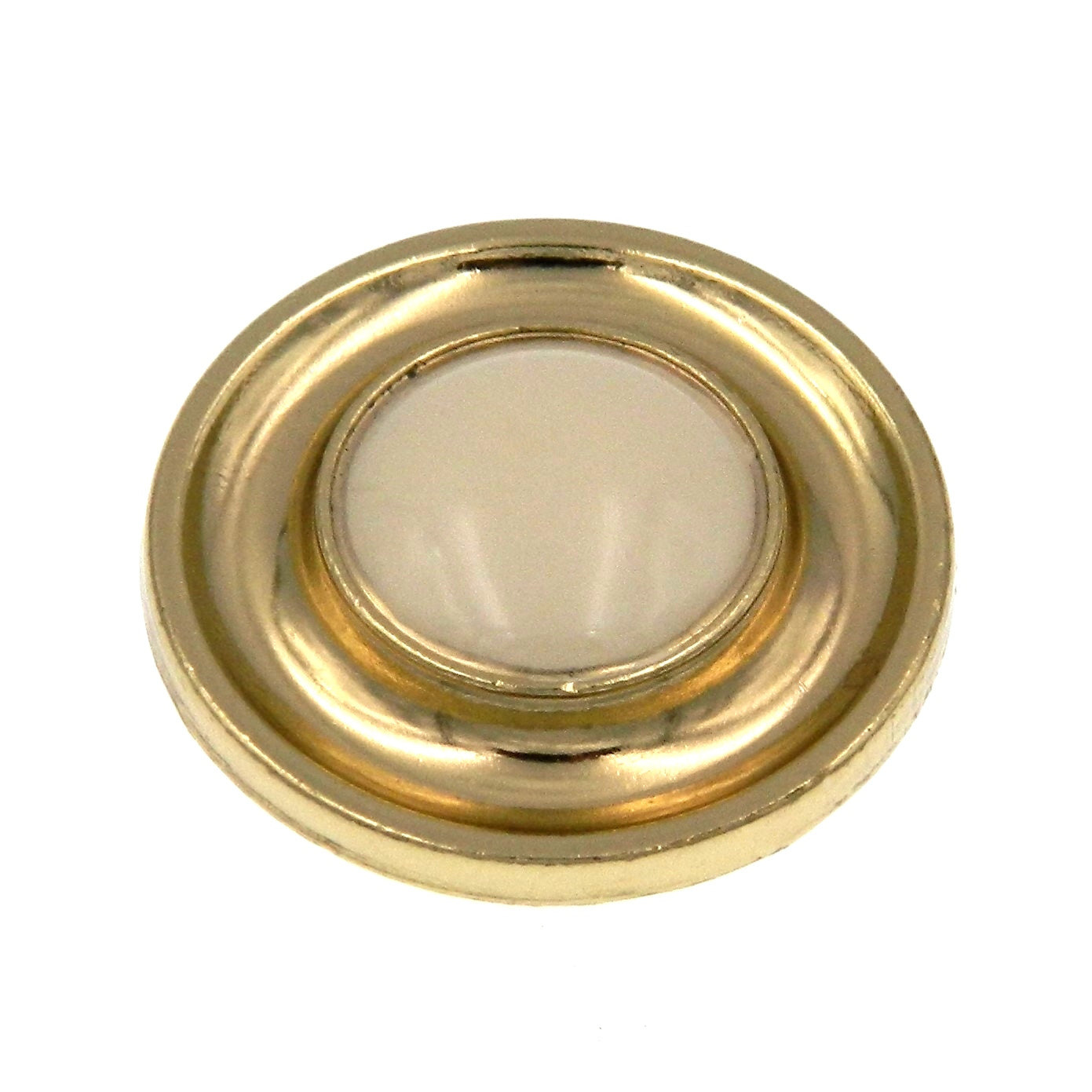 Amerock BP755-3A Polished Brass 1 1/4" Cabinet Knob with Almond Ceramic Center