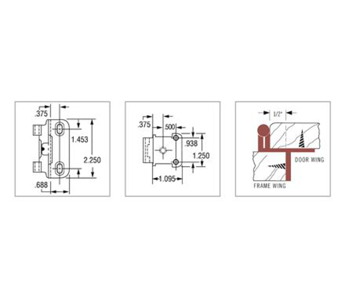 Pair of Amerock Satin Nickel Partial Wrap 1/2" Overlay Cabinet Hinges BP7550-G10