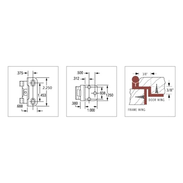 Pair Amerock BP7565-G10 Self-Closing Partial-Wrap 3/8" Inset Satin Nickel Hinges