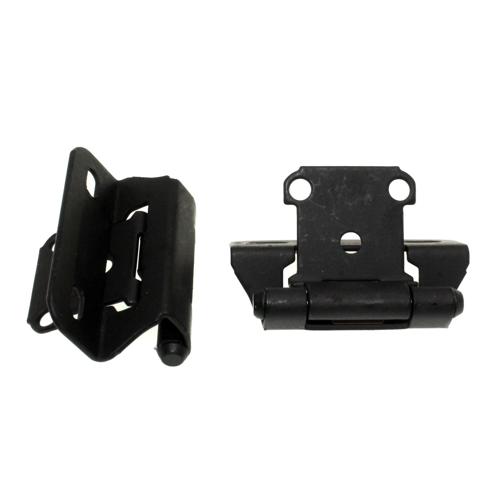 Amerock Flat Black 1/4" Overlay Partial Wrap Cabinet Hinges 2 Pack BPR7566FB