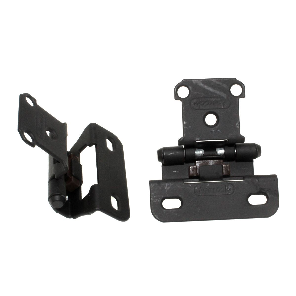 Amerock Flat Black 1/4" Overlay Partial Wrap Cabinet Hinges 2 Pack BPR7566FB