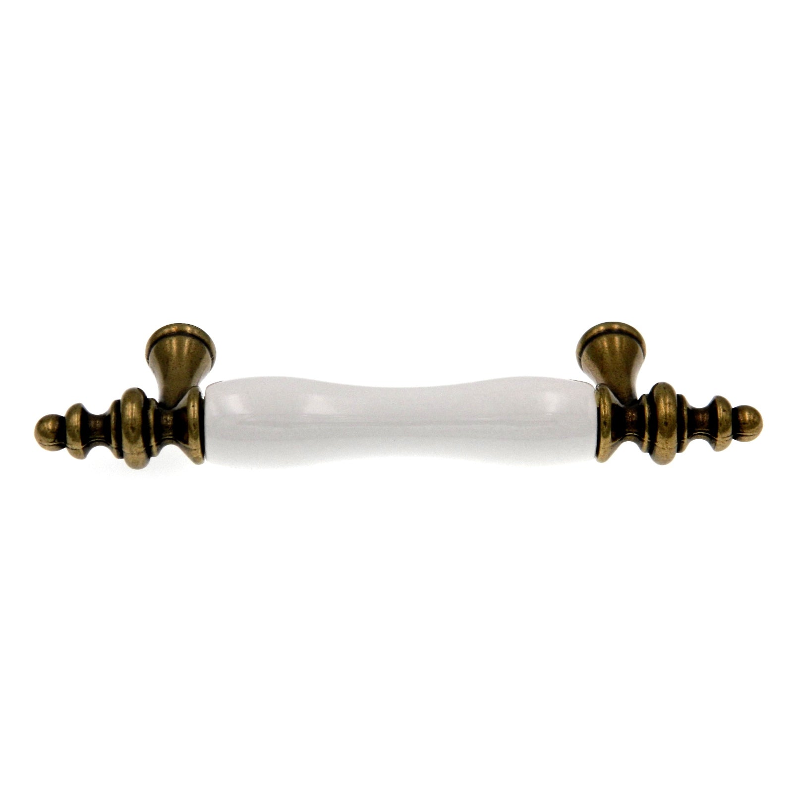 Amerock Allison Antique Brass with White Ceramic Center 3"cc Bar Pull BP76243-WB