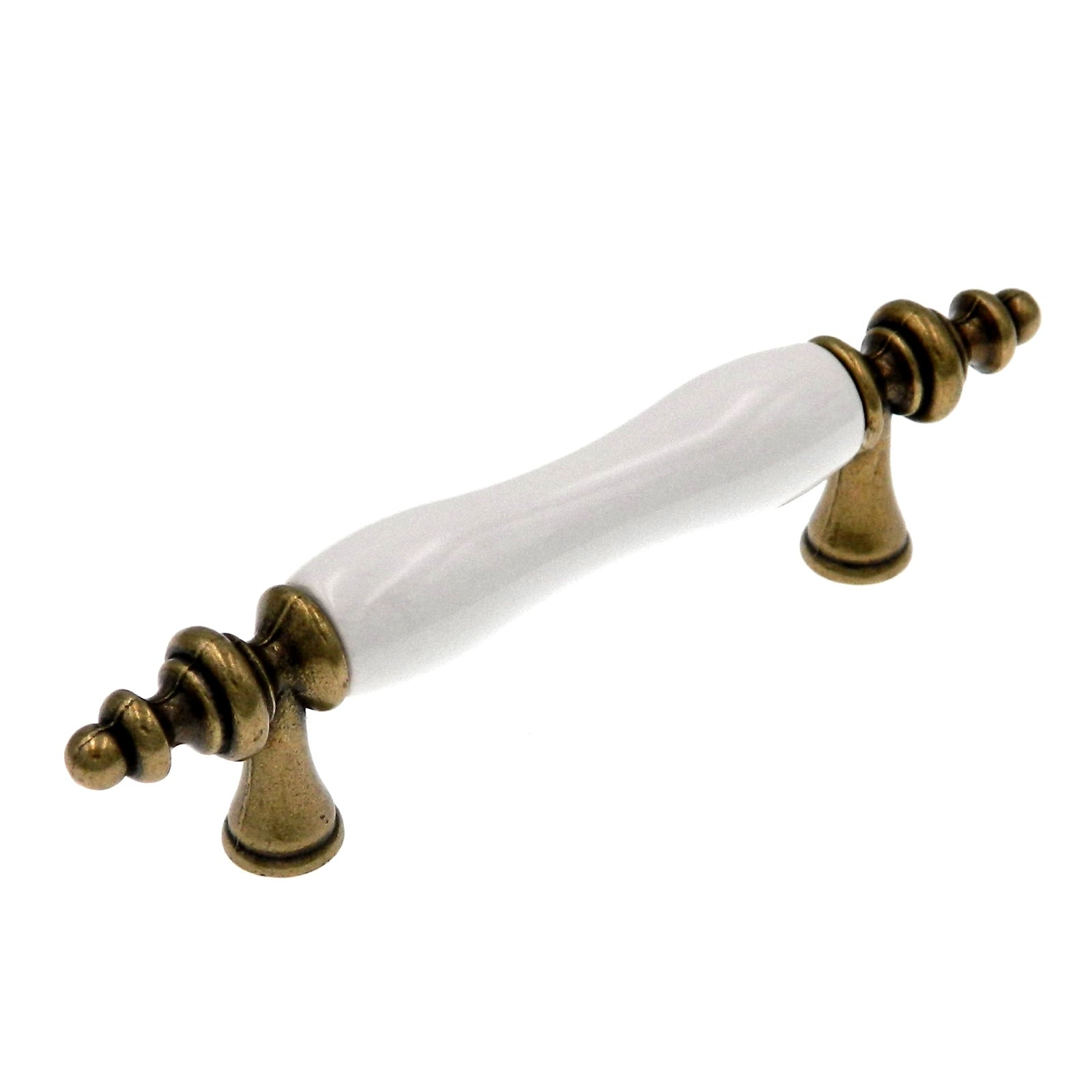 Amerock Allison Antique Brass with White Ceramic Center 3"cc Bar Pull BP76243-WB