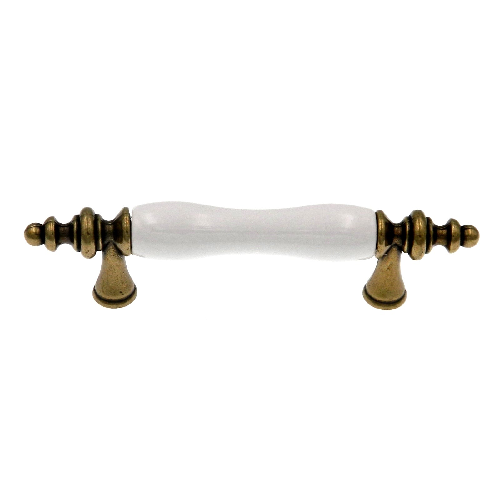 Amerock Allison Antique Brass with White Ceramic Center 3"cc Bar Pull BP76243-WB