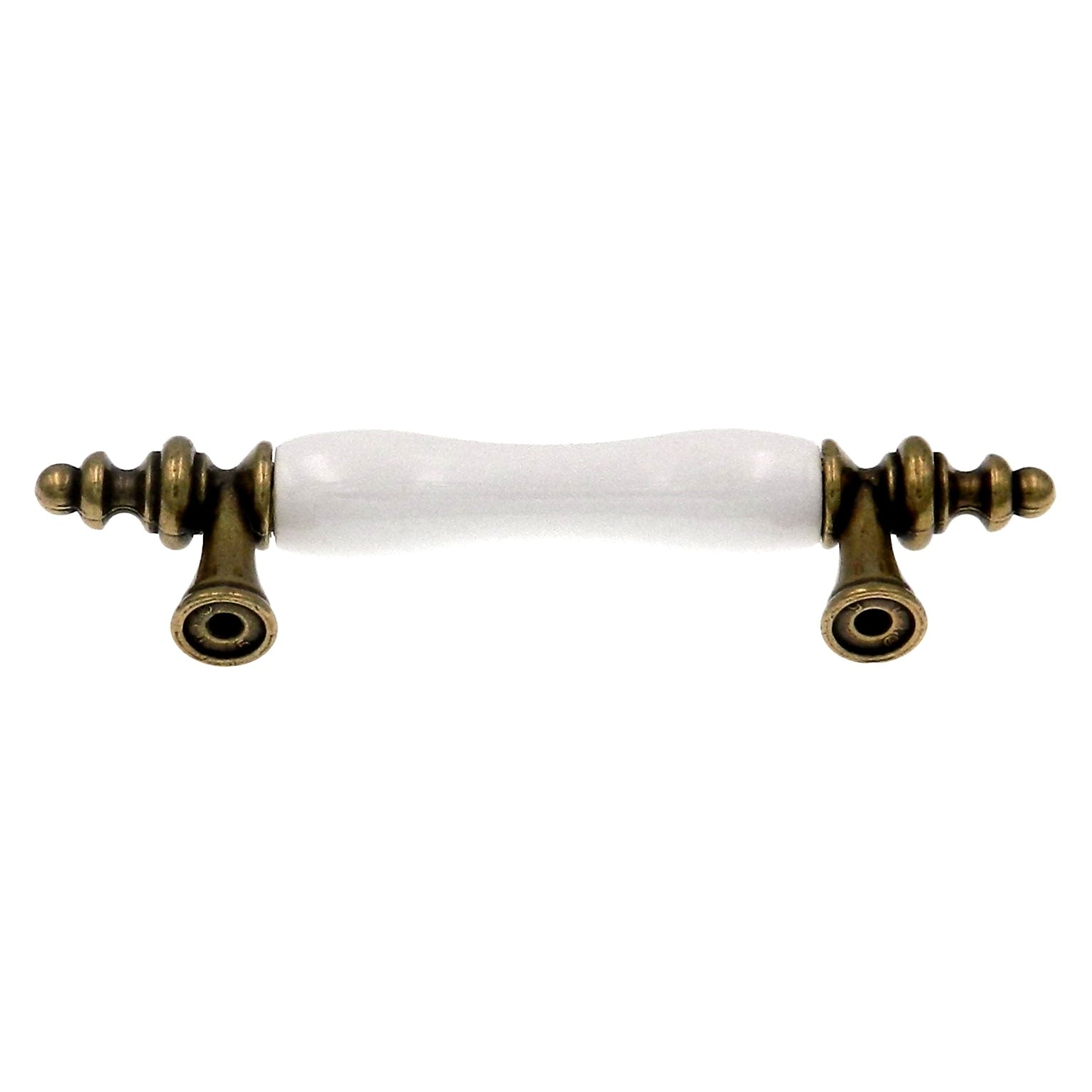 Amerock Allison Antique Brass with White Ceramic Center 3"cc Bar Pull BP76243-WB