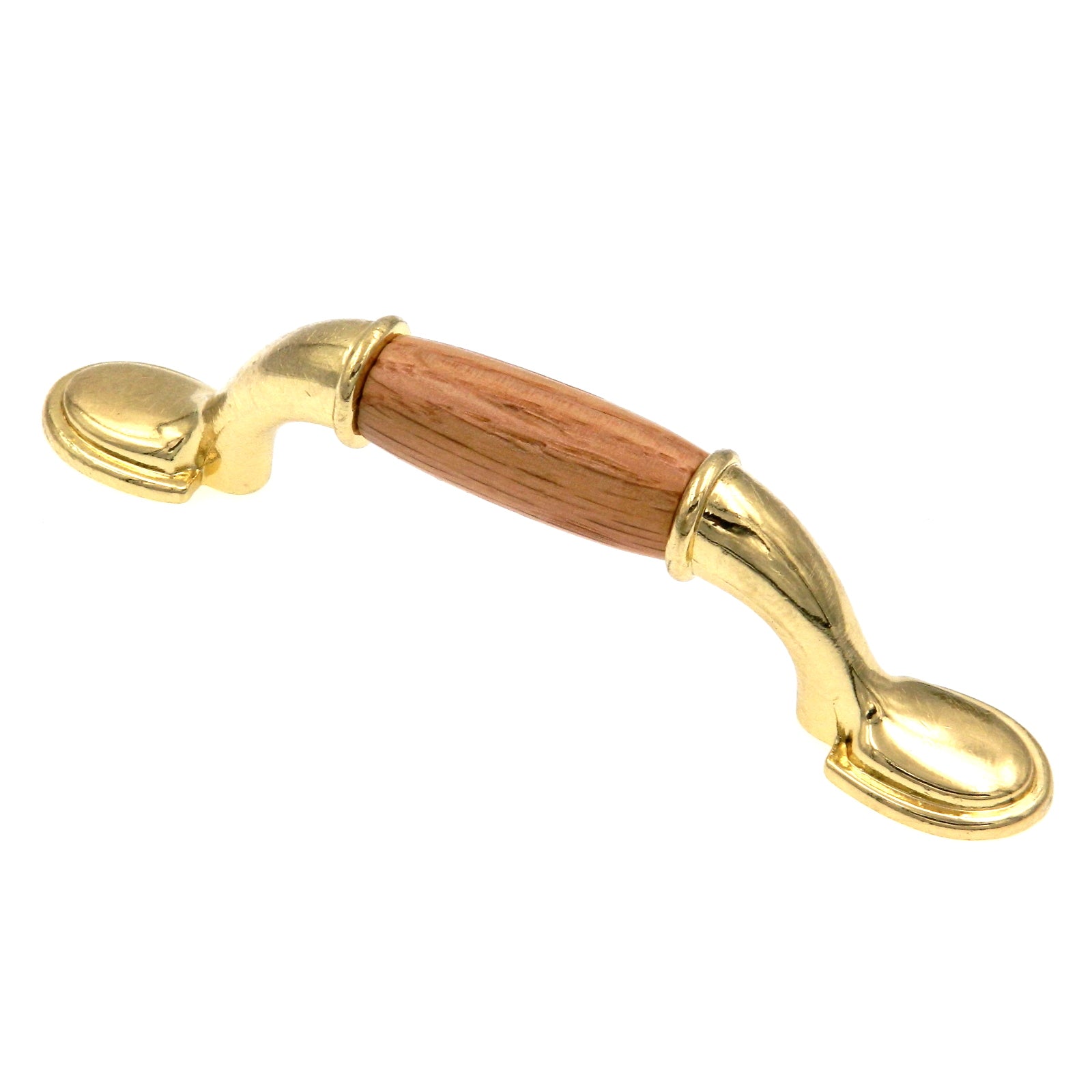 Amerock Allison Polished Brass Oak Wood Center 3" Center to Center Cabinet Handle Pull BP76245O3