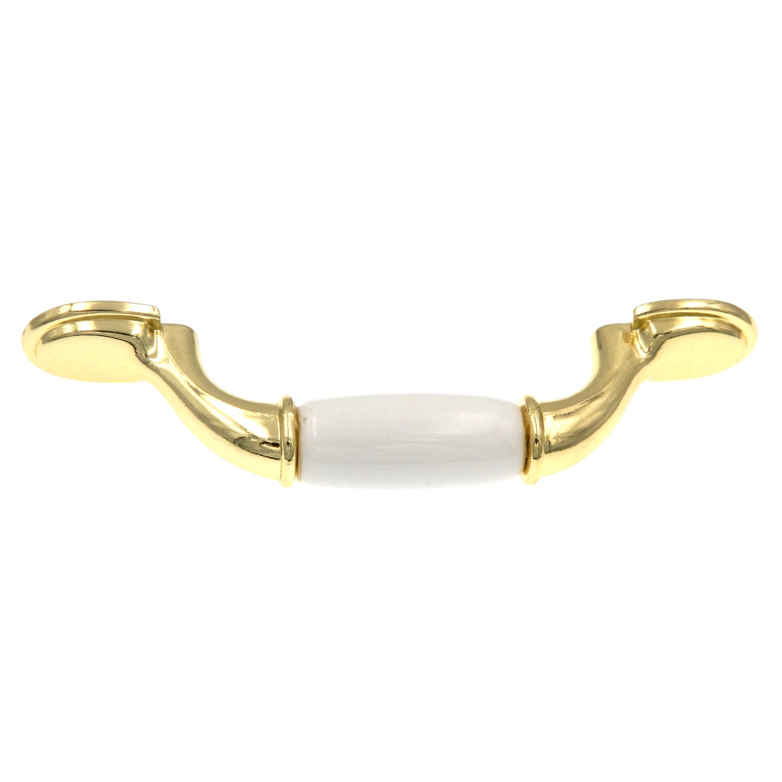 Amerock Allison Polished Brass White Ceramic Center 3" Hole Centers Cabinet Handle Pull BP76245W3